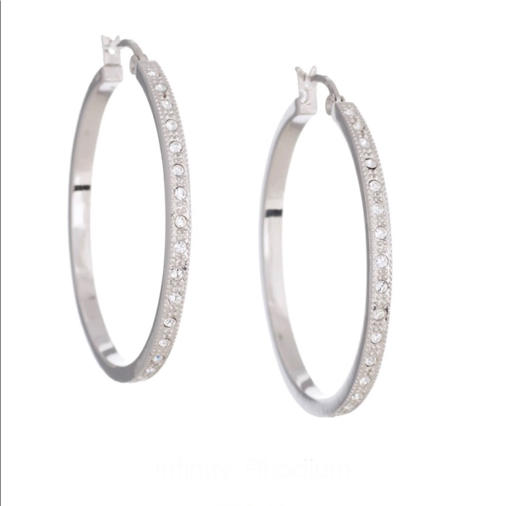 Brand New Annaleece Silver w/ Swarovski Hoops